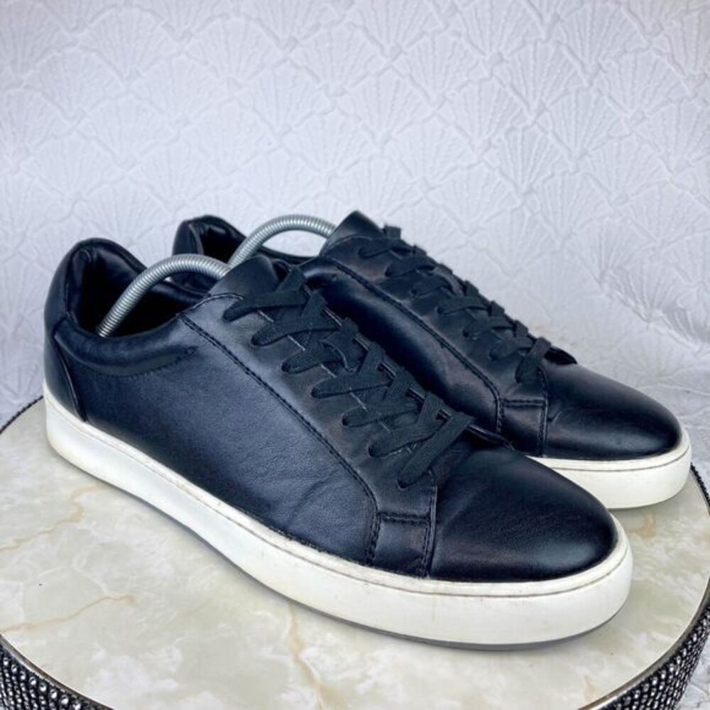 Nordstrom Rack Shoes Mens Sz 11 Black Ortholite Leather Comfort Casual Sneakers - Picture 2 of 13